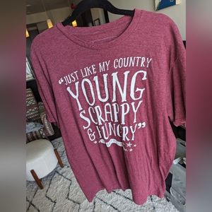 Hamilton tour t-shirt, heathered red, XL